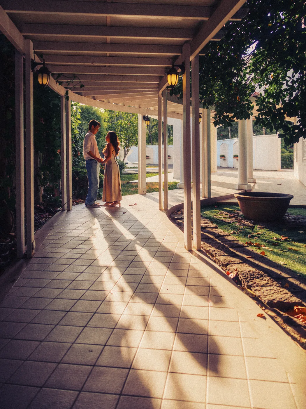 Golden light in the colonnade